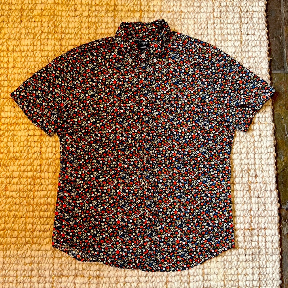 Bright Floral Print JCrew Short Sleeve Shirt